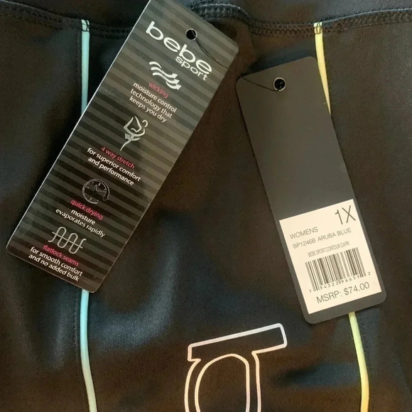 BEBE Sport leggings brand new 1X 30inc long mini pocket in front Aruba B… - Picture 3 of 8